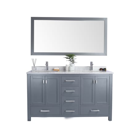 Laviva Wilson 60, Grey Cabinet & White Carrara Countertop 313ANG-60G-WC